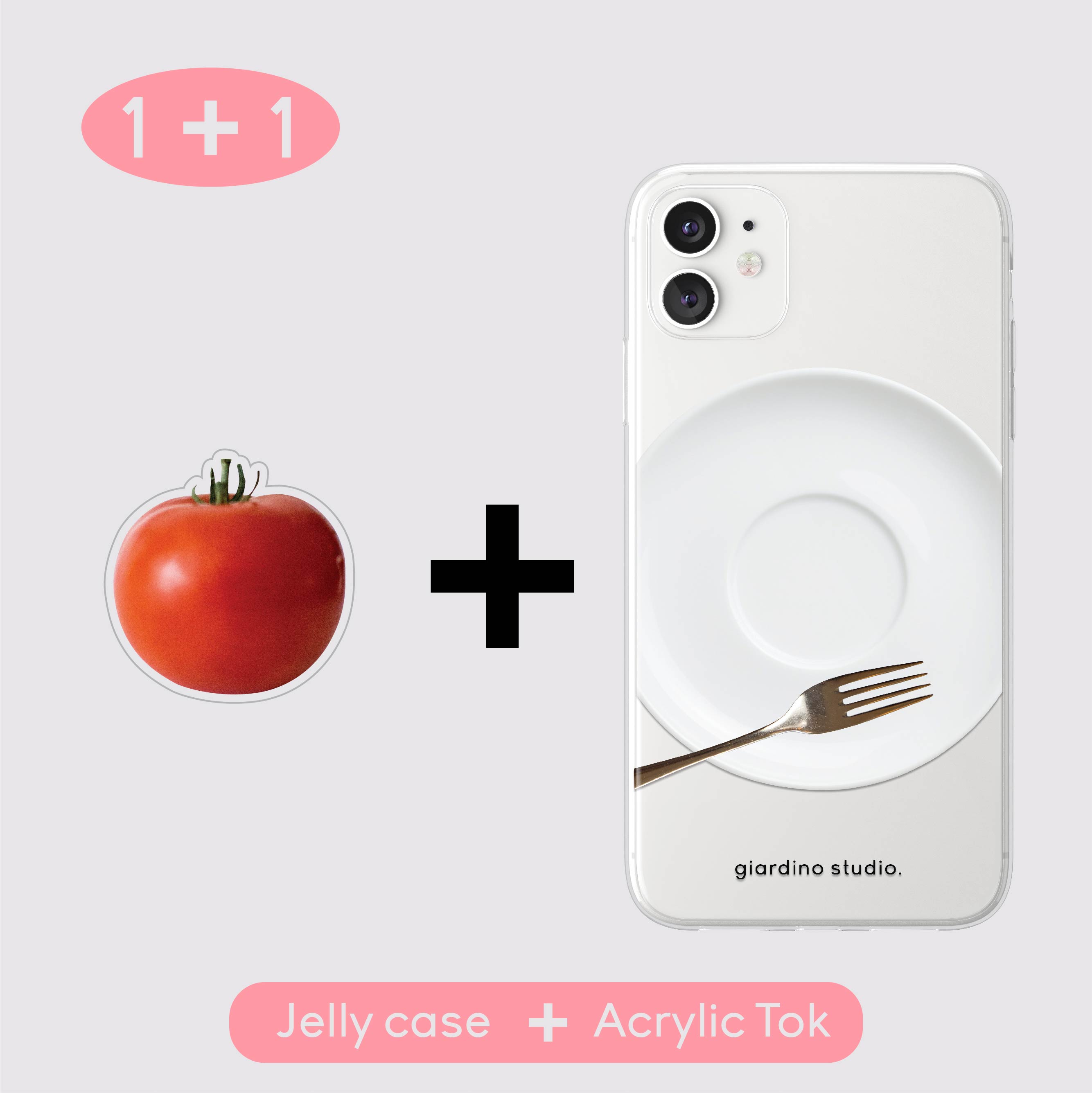 (아크릴톡 + 젤리케이스) 아이폰 갤럭시 감성케이스 과일 플레이팅_토마토